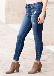Kan Can Button Detail Ankle Skinny Jeans