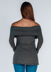 Cold Shoulder Sweater- Gray
