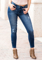 Kan Can Button Detail Ankle Skinny Jeans
