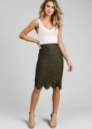 "Leanna" Pencil Skirt- Olive
