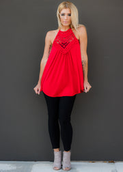 Love and Lace Top- Red