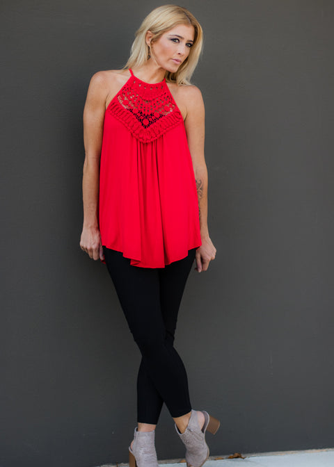 Love and Lace Top- Red